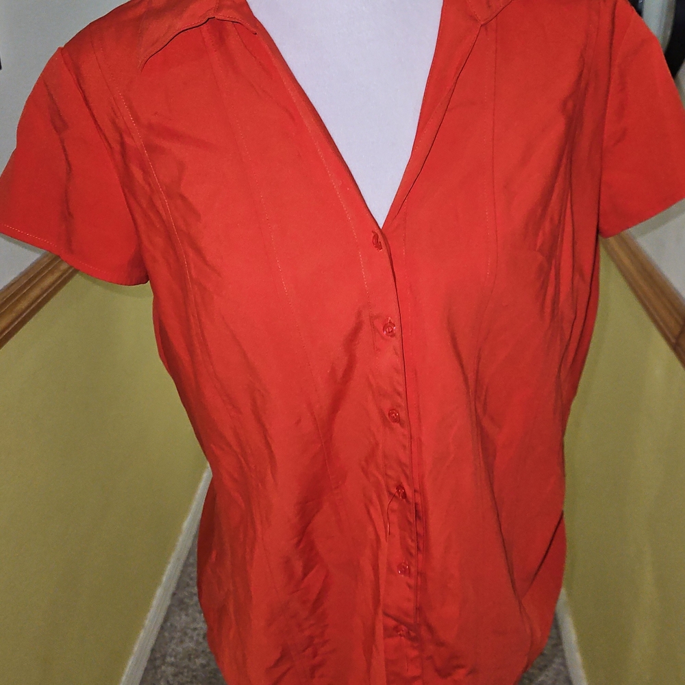 Vibrant Red Women's Button-Down Shirt